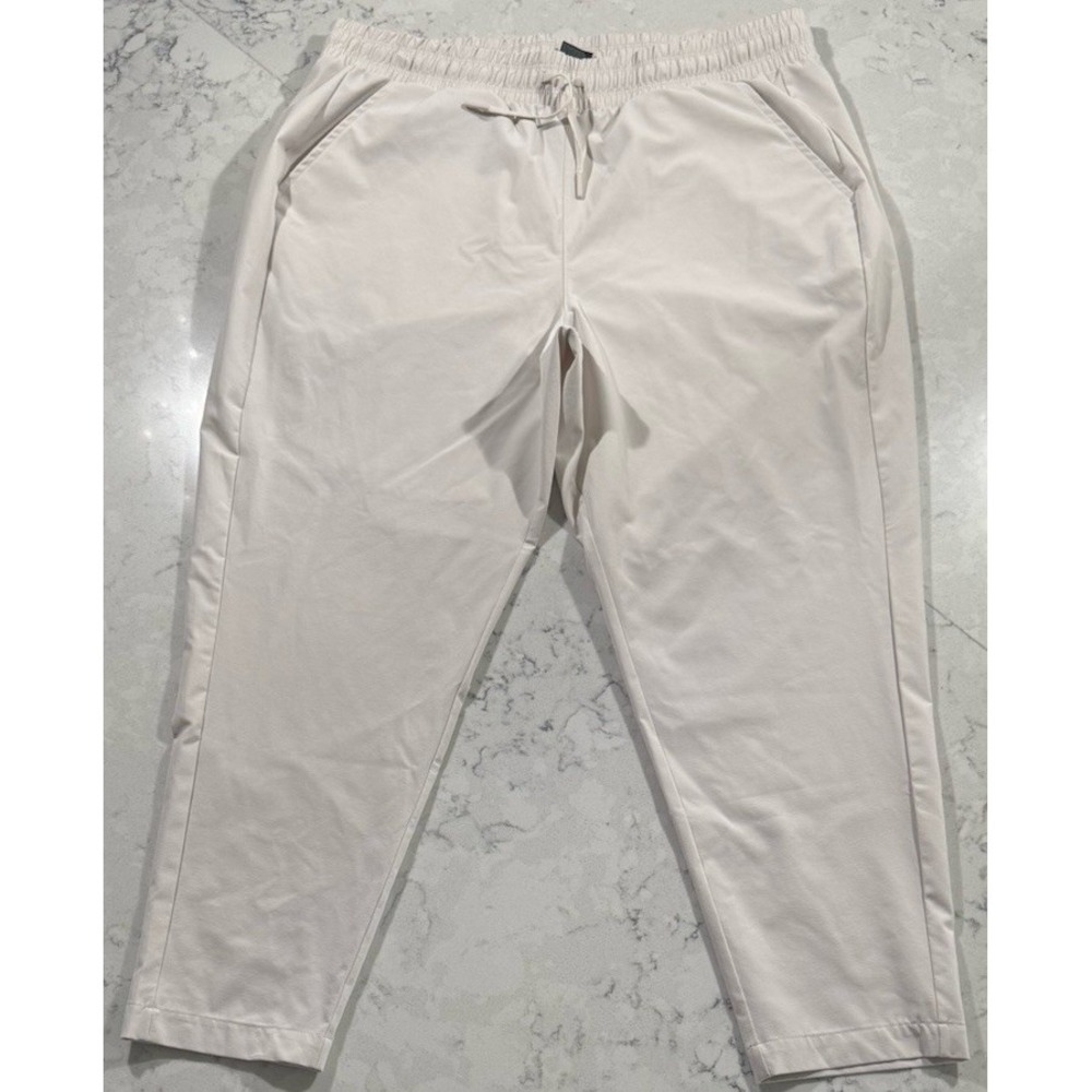 All In Motion Pants Womens XL Cream Stretch Woven Tapered Drawstring Athleisure‎